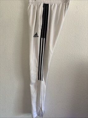 adidas White Joggers with Black Three-Stripe Detail